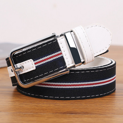 Modern férfi öv fekete, fehér és kék színben