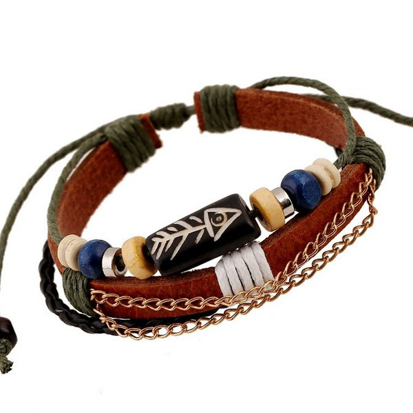 Bőr férfi karkötő