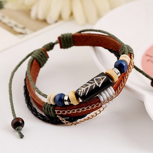 Bőr férfi karkötő