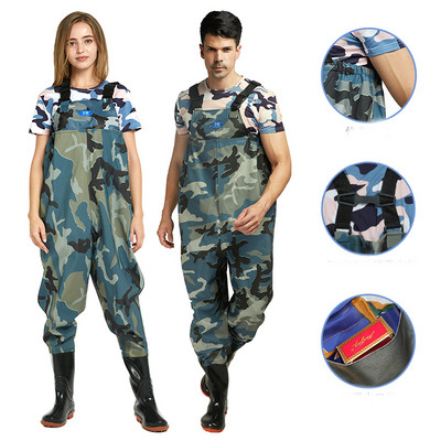 Dviejų spalvų neperšlampamas kombinezonas su guminiais batais, tinkantis vyrams ir moterims