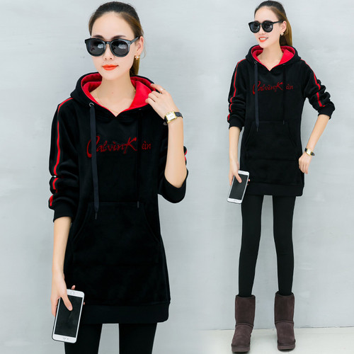 Γυναικείο φούτερ με κουκούλα, μπροστινή τσέπη και επιγραφή