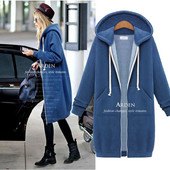 Hanorac lung de zi cu glugă pentru femei