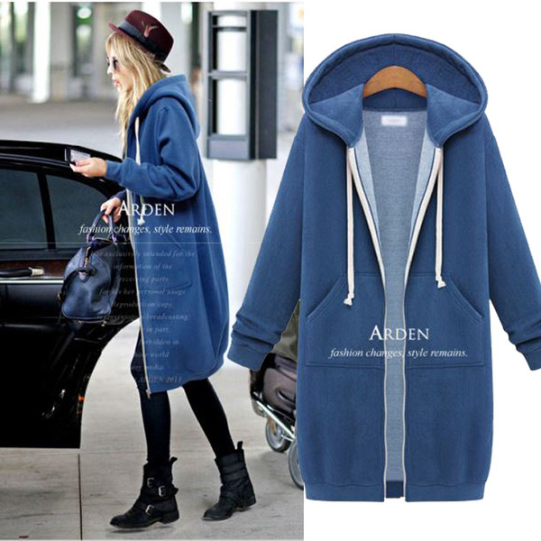 Hanorac lung de zi cu glugă pentru femei