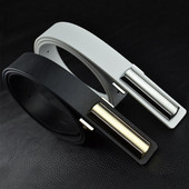 Cureaua eleganta pentru barbati din piele ecologica alb-negru