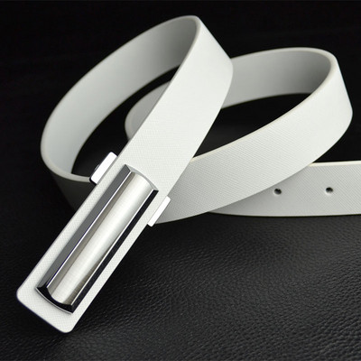 Cureaua eleganta pentru barbati din piele ecologica alb-negru