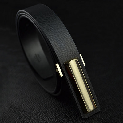 Cureaua eleganta pentru barbati din piele ecologica alb-negru