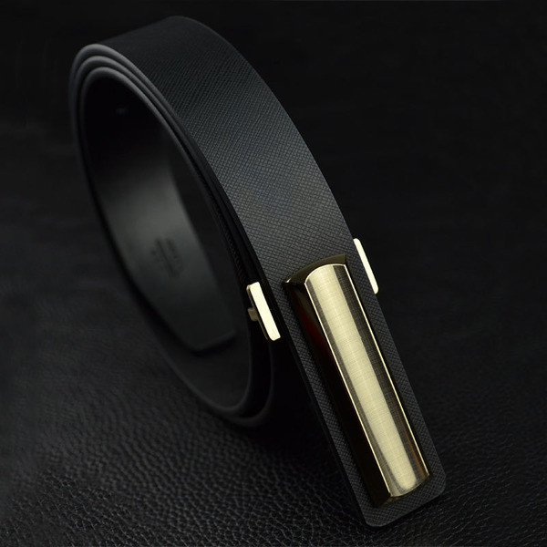 Cureaua eleganta pentru barbati din piele ecologica alb-negru