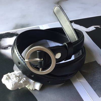 Curea subțire retro de culoare neagră potrivită pentru bărbați și femei