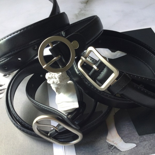 Curea subțire retro de culoare neagră potrivită pentru bărbați și femei