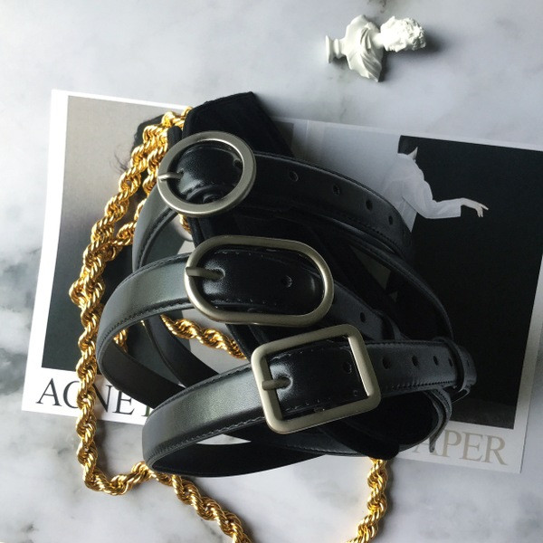 Curea subțire retro de culoare neagră potrivită pentru bărbați și femei