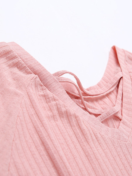 Ежедневна дамска блуза с широки ръкави и кръстосани връзки в няколко цвята