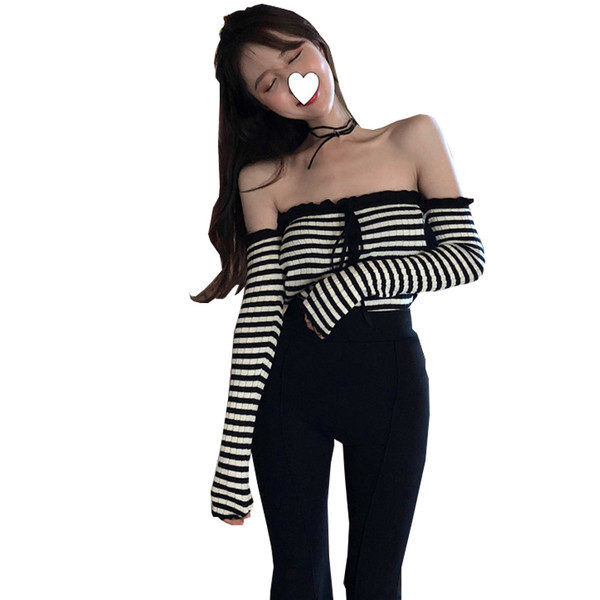 Bluză de damă în dungi, cu mâneci căzute și cravate