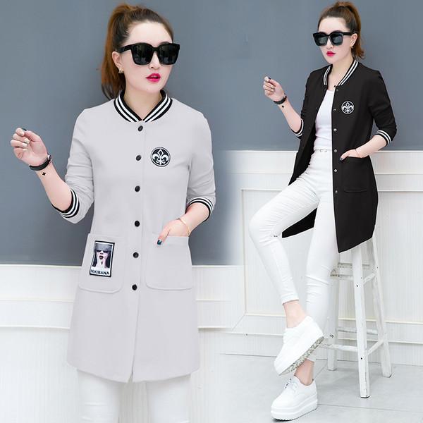 Спортно-ежедневно дамско палто с копчета в черен и сив  цвят 