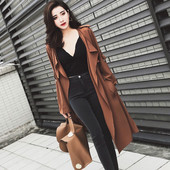 Дамско стилно палто с колан около талията