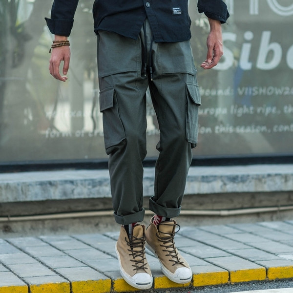 Ανδρικό παντελόνιι ευρύ σχέδιο με πλαϊνές τσέπες σε δύο χρώματα