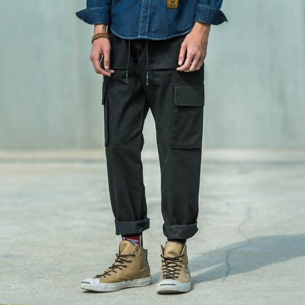 Ανδρικό παντελόνιι ευρύ σχέδιο με πλαϊνές τσέπες σε δύο χρώματα