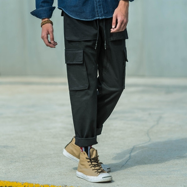 Ανδρικό παντελόνιι ευρύ σχέδιο με πλαϊνές τσέπες σε δύο χρώματα