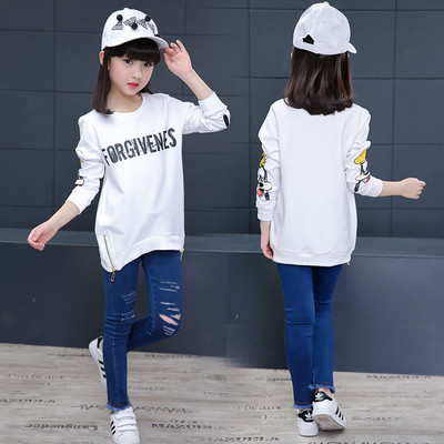 Модерна детска блуза за момичета с цветна апликация в няколко цвята