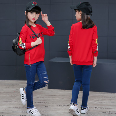 Модерна детска блуза за момичета с цветна апликация в няколко цвята