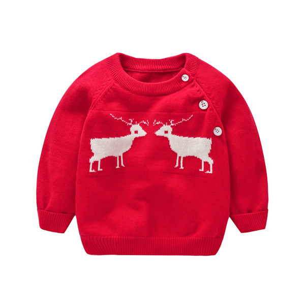 Παιδικό πουλόβερ με κεντήματα σε κόκκινο χρώμα