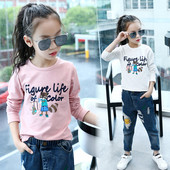 Gyerek blúz lányoknak színes fehér és rózsaszín hímzéssel