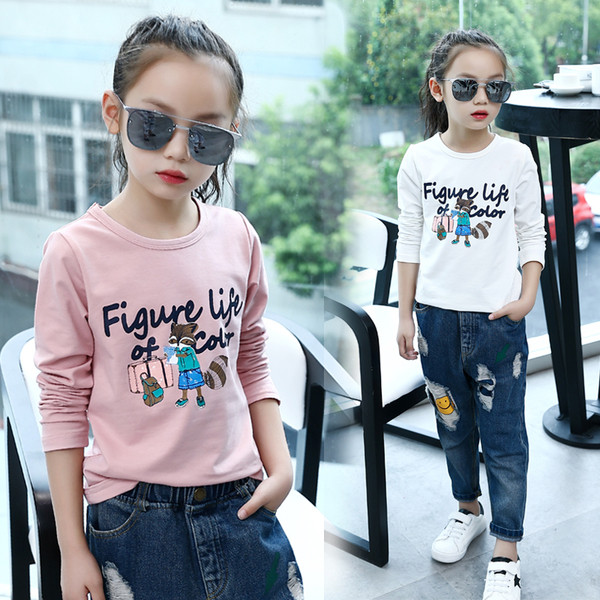 Gyerek blúz lányoknak színes fehér és rózsaszín hímzéssel