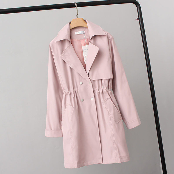 Есенно дамско елегантно палто в черен и розов цвят