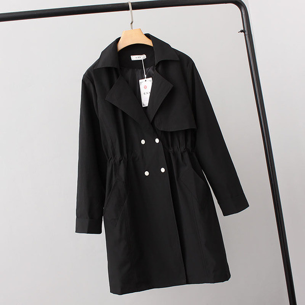 Есенно дамско елегантно палто в черен и розов цвят