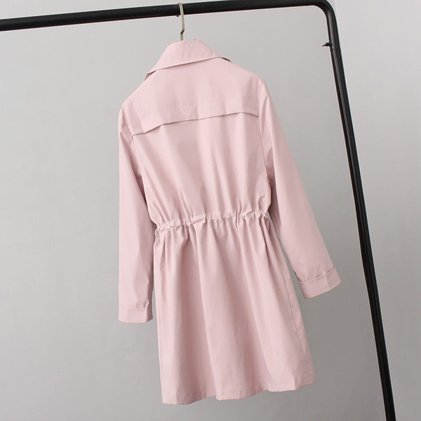 Есенно дамско елегантно палто в черен и розов цвят