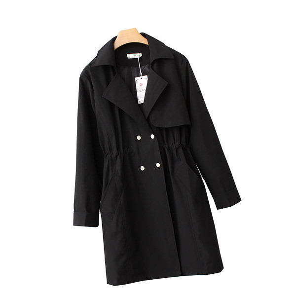 Есенно дамско елегантно палто в черен и розов цвят