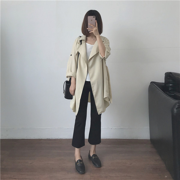 Небрежно дамско дълго палто в два цвята