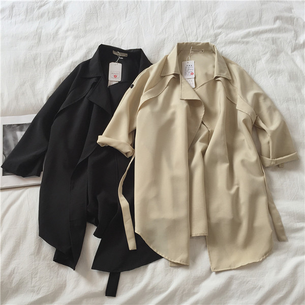 Небрежно дамско дълго палто в два цвята