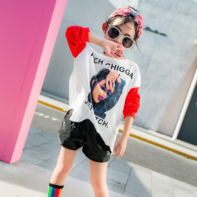 Модерна детска блуза за момичета с цветна апликация 