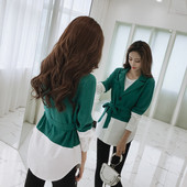 Modern női kabát fekete és zöld színben