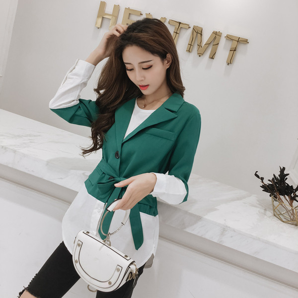 Modern női kabát fekete és zöld színben