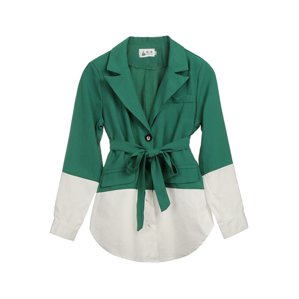 Modern női kabát fekete és zöld színben