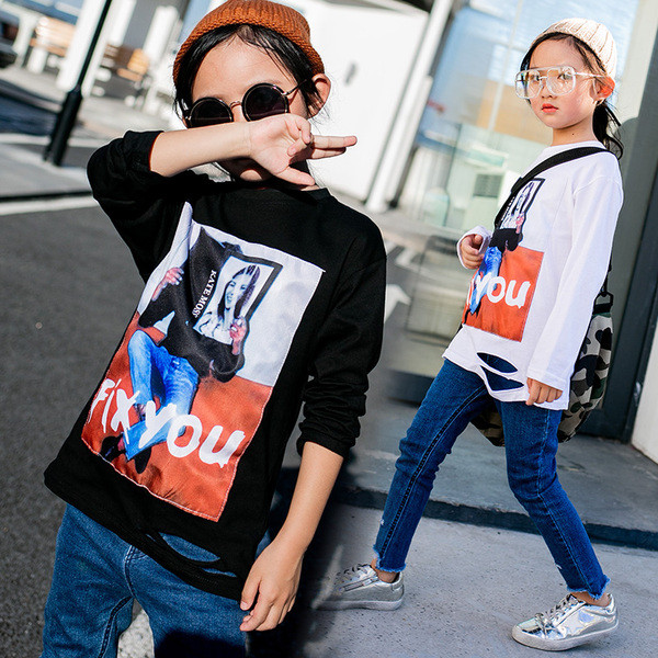 Bluza casual copii pentru fete cu aplicare de culoare in doua culori