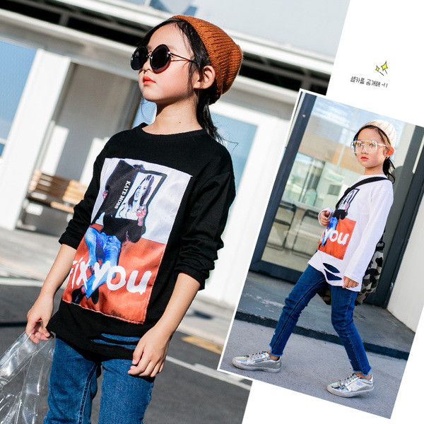 Bluza casual copii pentru fete cu aplicare de culoare in doua culori