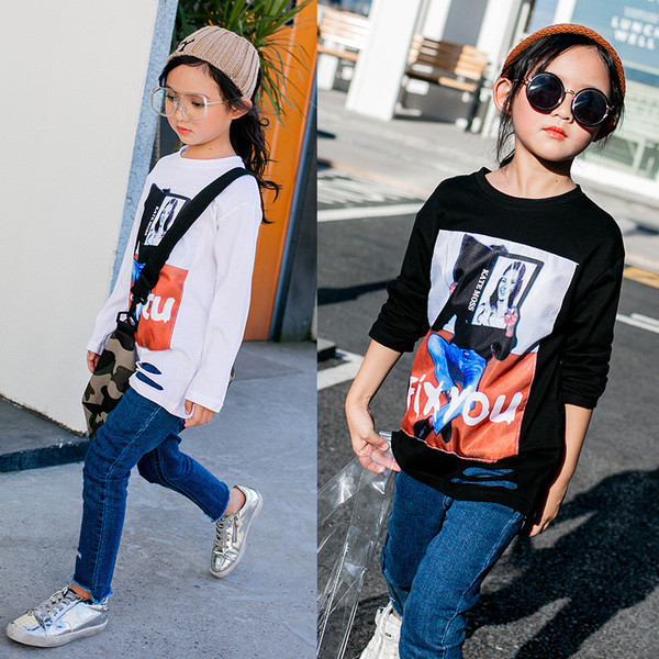 Bluza casual copii pentru fete cu aplicare de culoare in doua culori