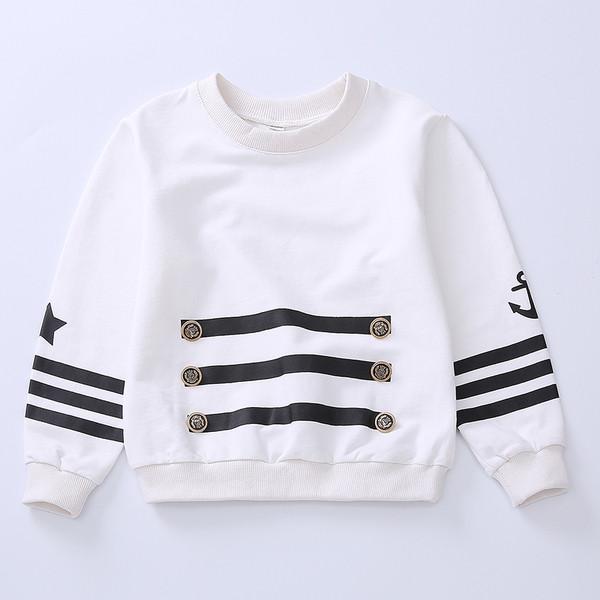 Bluză pentru copii sport-casual pentru fete cu decolteu O în alb