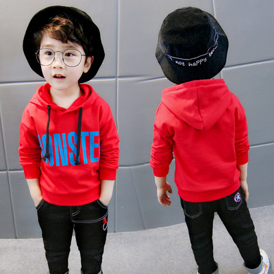 Ежедневен детски суичър с надпис и качулка в три цвята