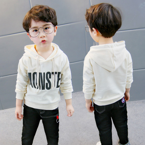 Ежедневен детски суичър с надпис и качулка в три цвята