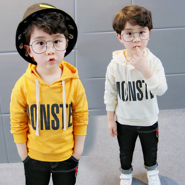 Ежедневен детски суичър с надпис и качулка в три цвята