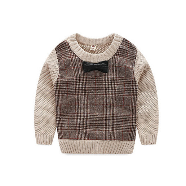 Стилен детски пуловер за момче с панделка