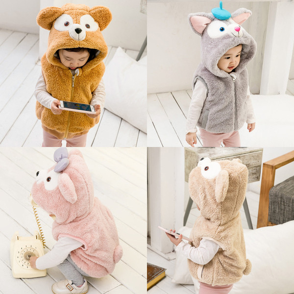 Vesta pufoasa pentru copii cu elemente 3D potrivita pentru fete si baieti