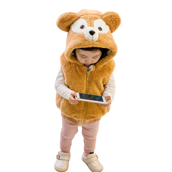 Vesta pufoasa pentru copii cu elemente 3D potrivita pentru fete si baieti