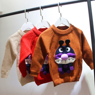 Ежедневен детски пуловер за момче с 3D елемент в три цвята