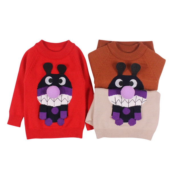 Καθημερινό παιδικό πουλόβερ με τρισδιάστατο στοιχείο σε τρία χρώματα