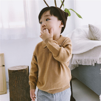 Παιδικό πουλόβερ για αγόρια με κολάρο σε δύο χρώματα