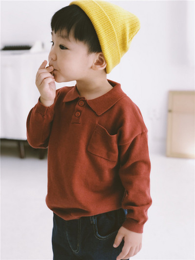 Παιδικό πουλόβερ για αγόρια με κολάρο σε δύο χρώματα